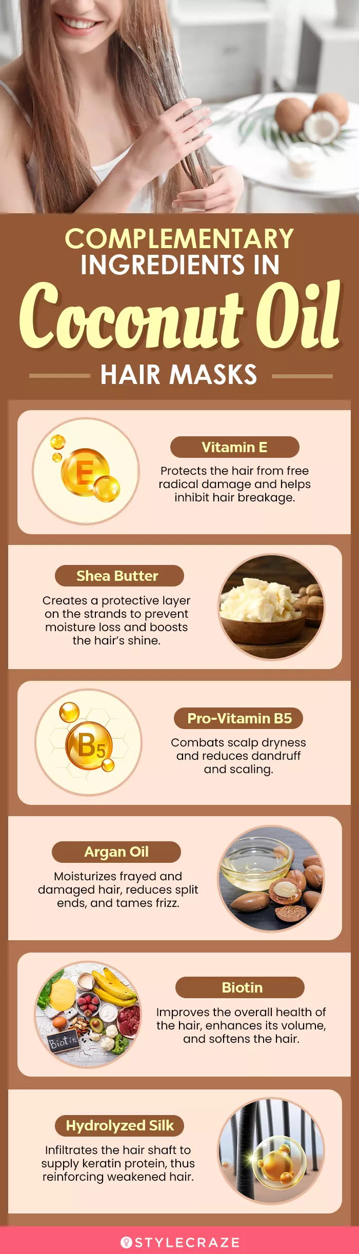 Complementary Ingredients In Coconut Oil Hair Masks (infographic)
