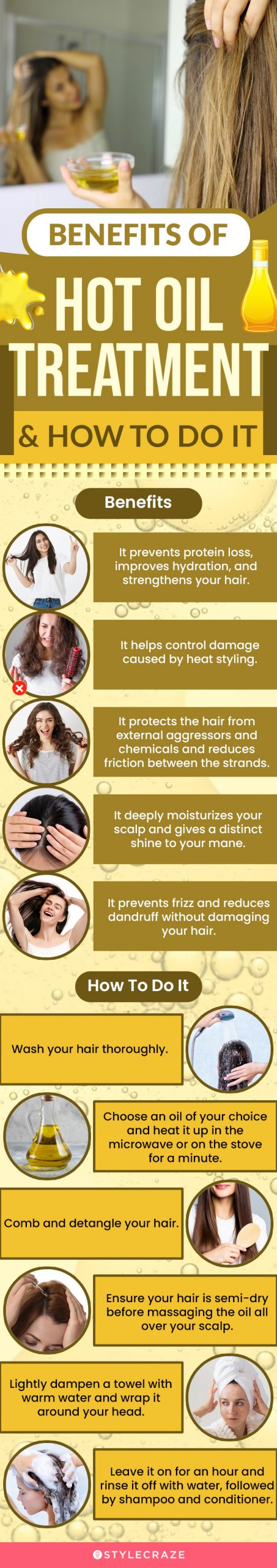 hot oil treatment for hair benefits and how to do it (infographic)