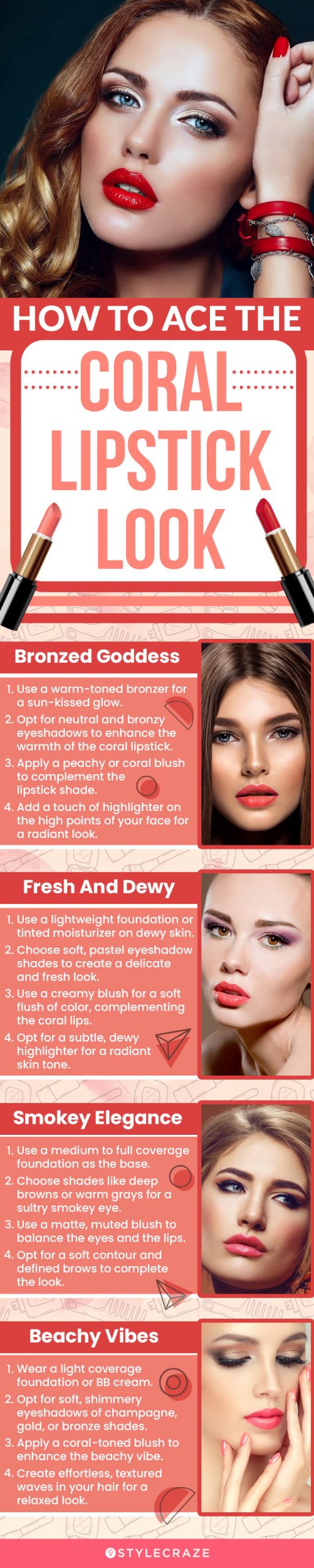 How To Ace The Coral Lipstick Look (infographic)