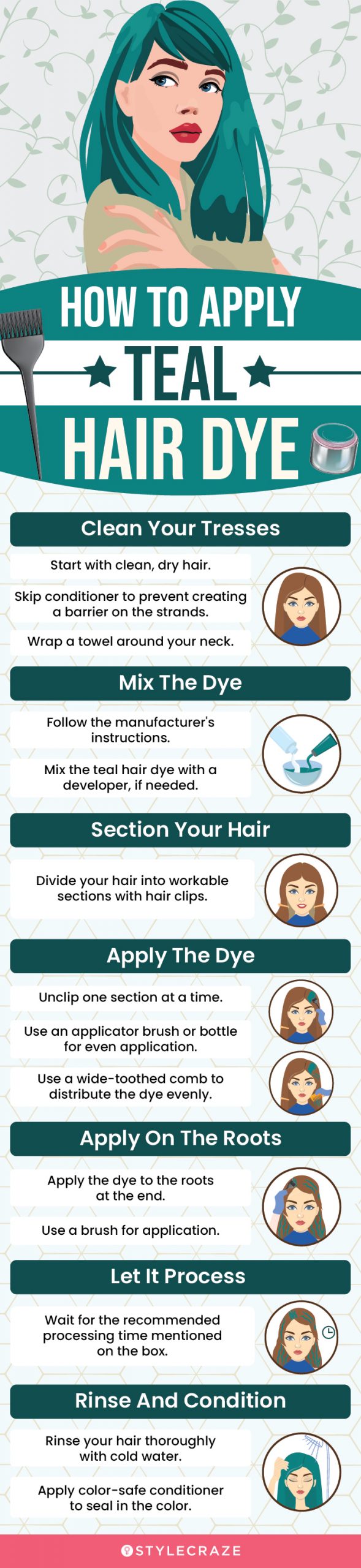 How To Apply Teal Hair Dye (infographic)