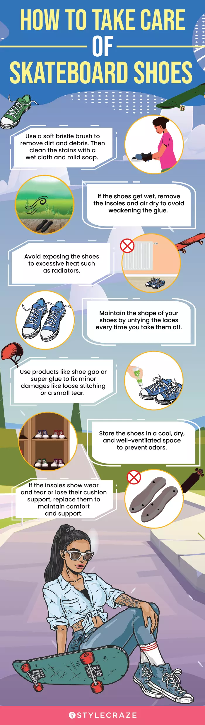 How To Take Care Of Skateboard Shoes (infographic)