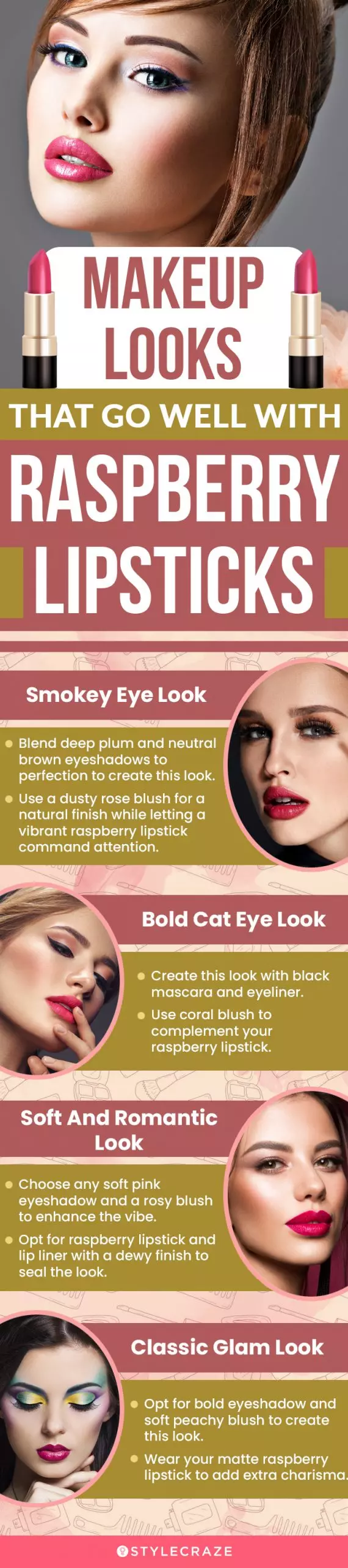 Makeup Looks That Go well With Raspberry Lipsticks (infographic)