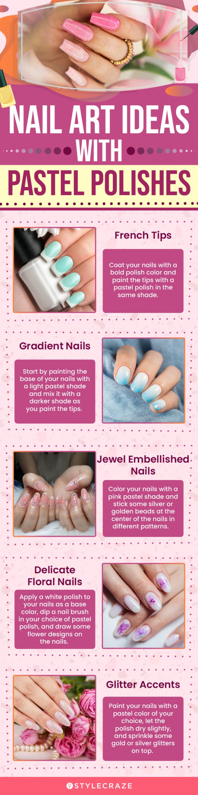 Nail Art Ideas With Pastel Polishes (infographic)
