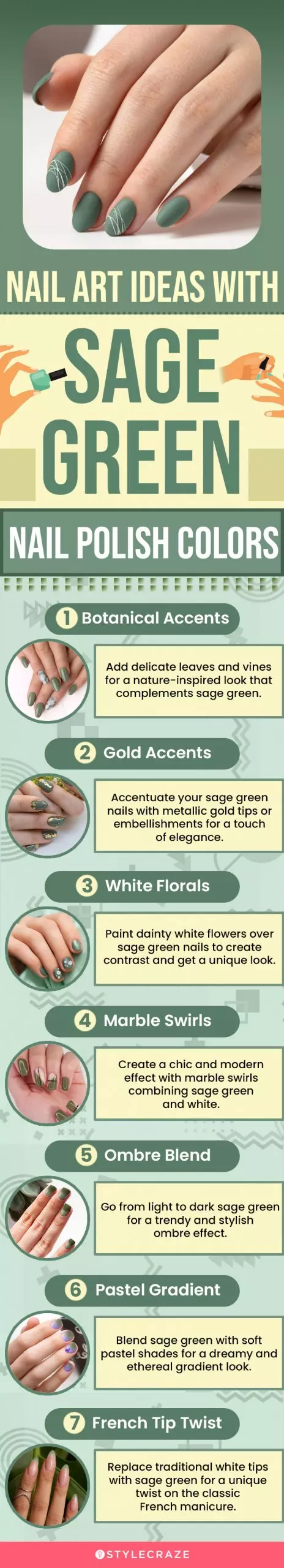 Nail Art Ideas With Sage Green Nail Polish Colors (infographic)