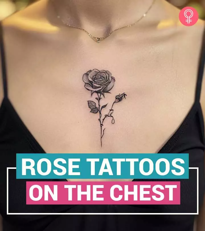 A rose tattoo on a woman’s chest