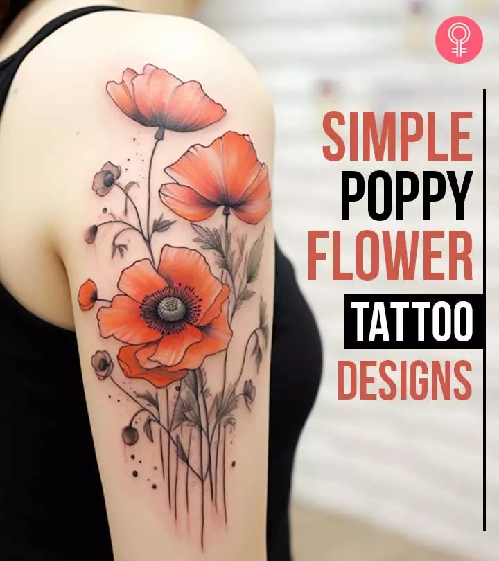 Poppy flower tattoo on a woman’s arm