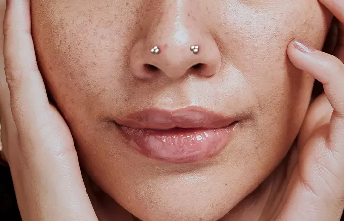 Woman with an Austin bar piercing
