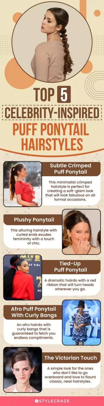 top 5 celebrity inspired puff ponytail hairstyles (infographic)