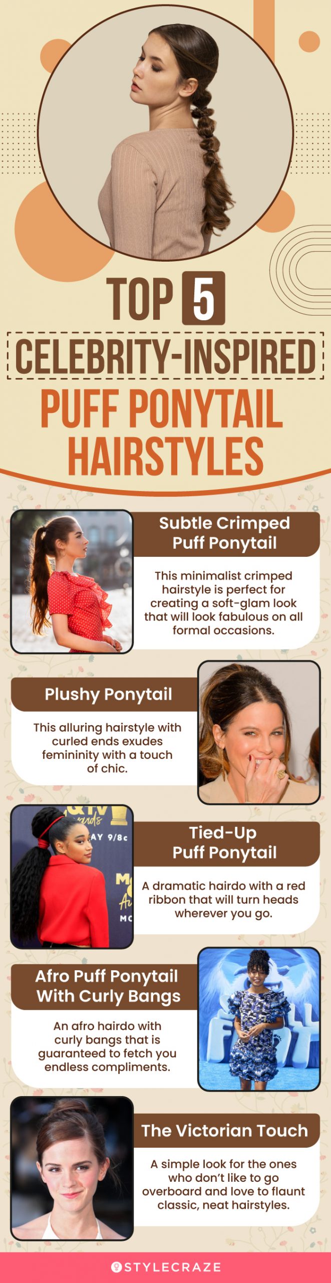 top 5 celebrity inspired puff ponytail hairstyles (infographic)