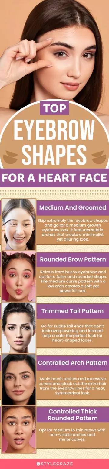 top eyebrow shapes for a heart face (infographic)