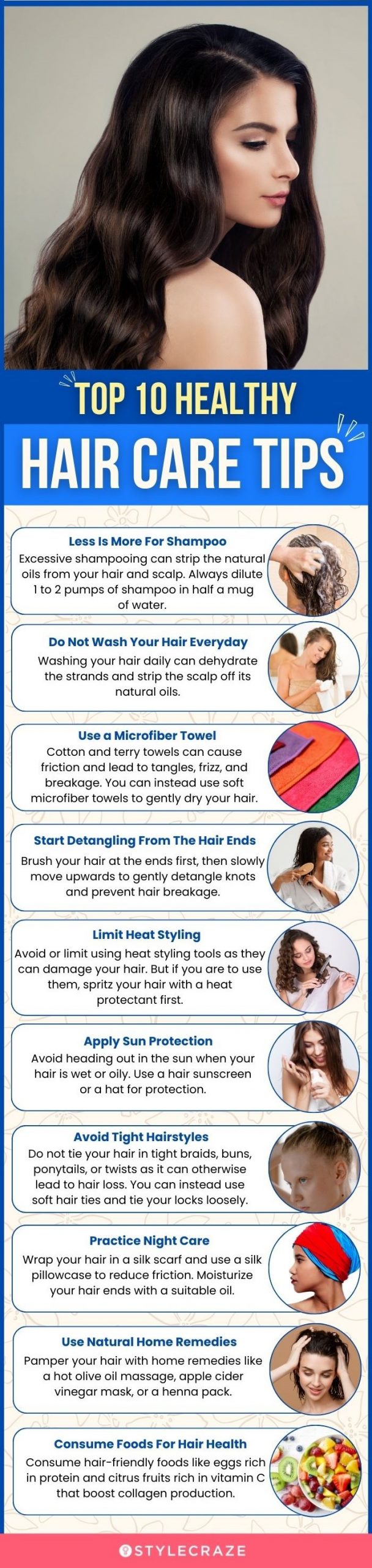 top 10 healthy hair care tips (infographic)