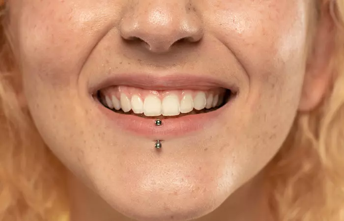 Woman with a lip piercing