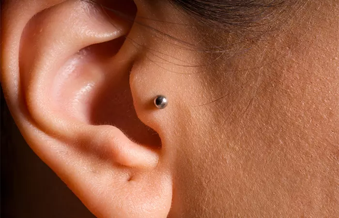 Woman with a tragus piercing