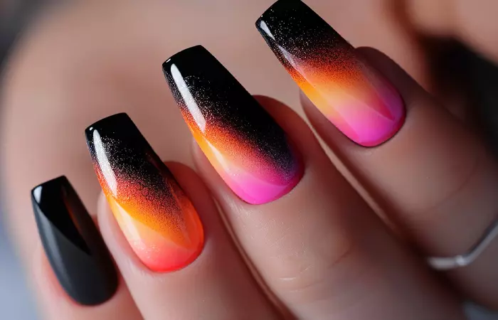 Black and neon nail designs