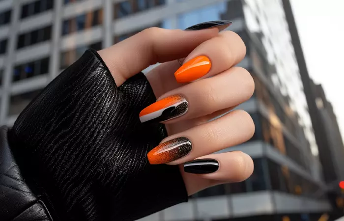 Black and orange nail designs