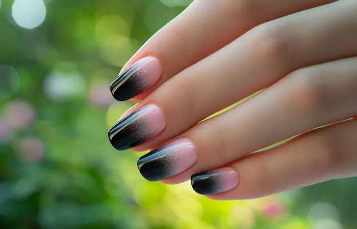 Black and pink ombre nails