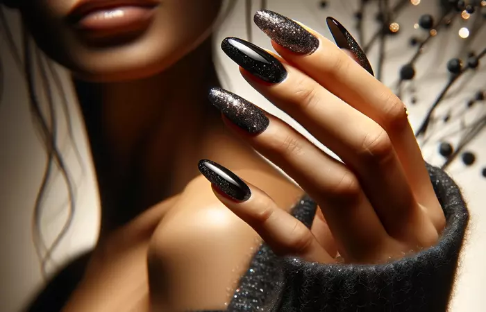 Black glitter nail designs