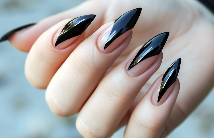 Black tip nail design
