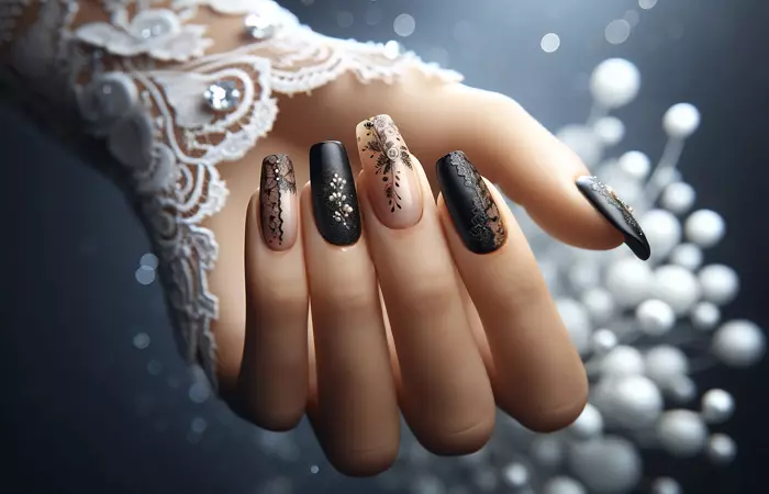 Black wedding nail designs