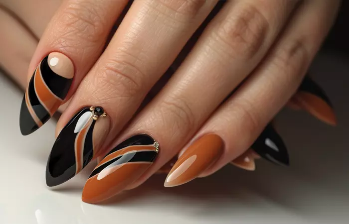 Brown and black nail design