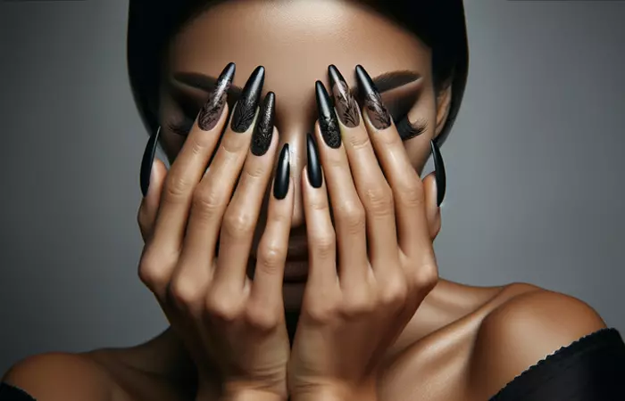 Long black nails
