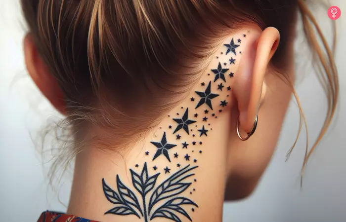 Star tattoos behind the ear