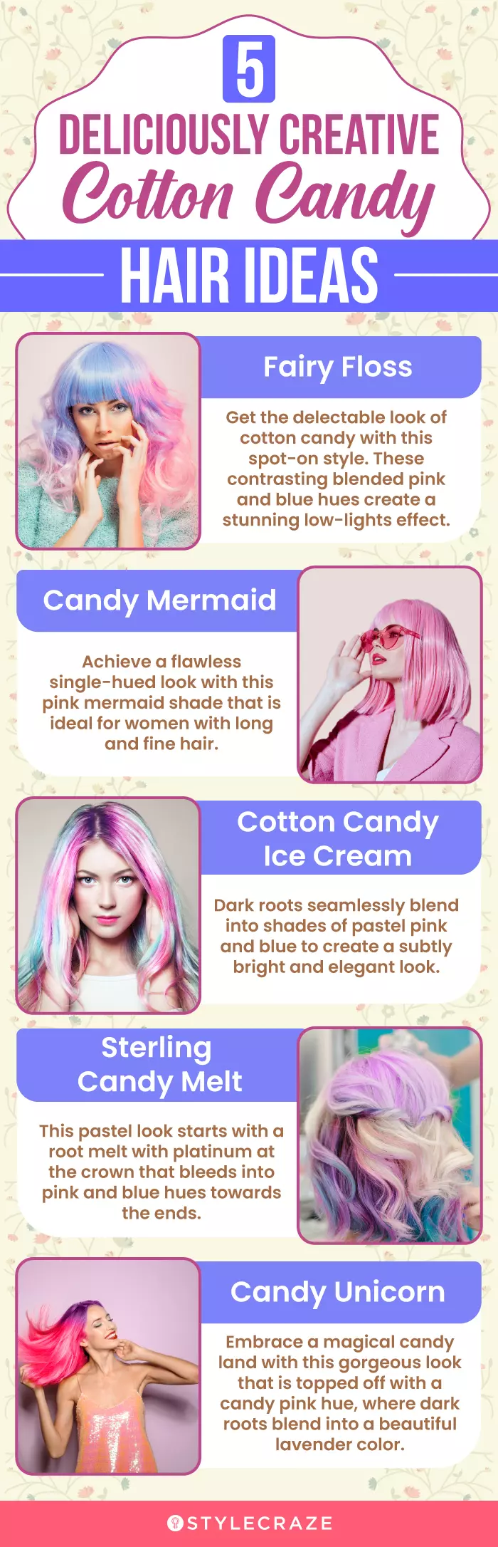 5 deliciously creative cotton candy hair ideas (infographic)