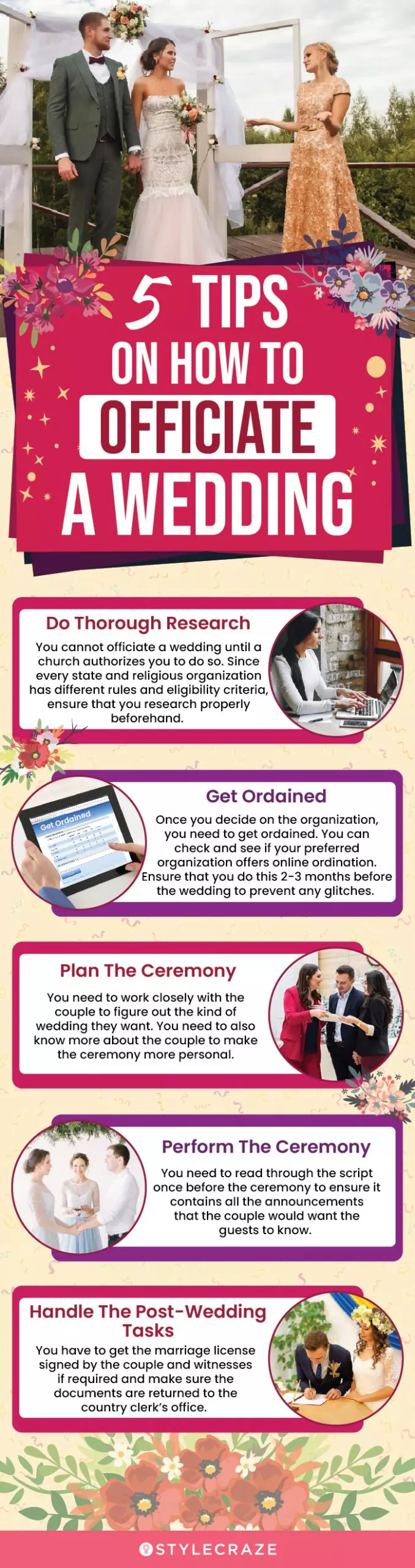 5 tips on how to officiate a wedding (infographic)