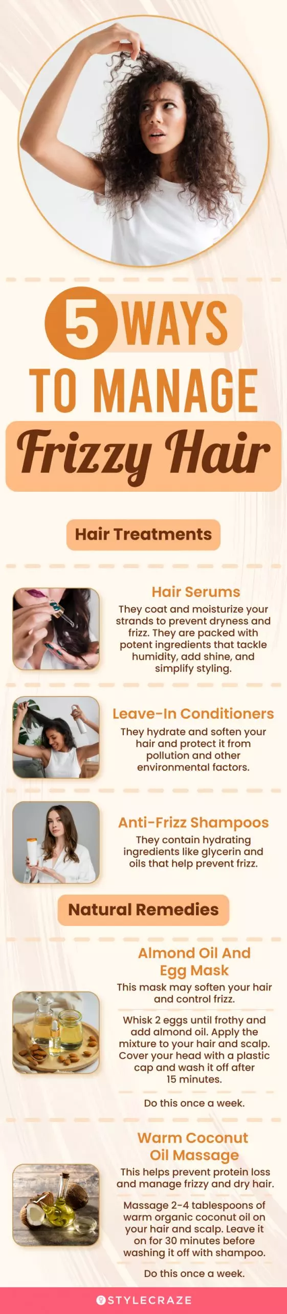 5 ways to manage frizzy hair (infographic)