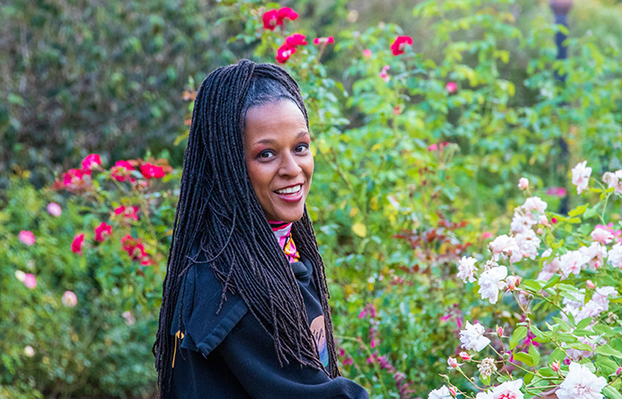 A woman with Sisterlocks in the final stage.