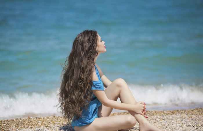 A woman with beach waves