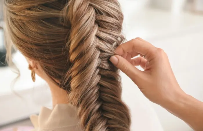 A woman with beautiful fishtail braid