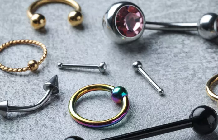 Different types of face piercing jewelry