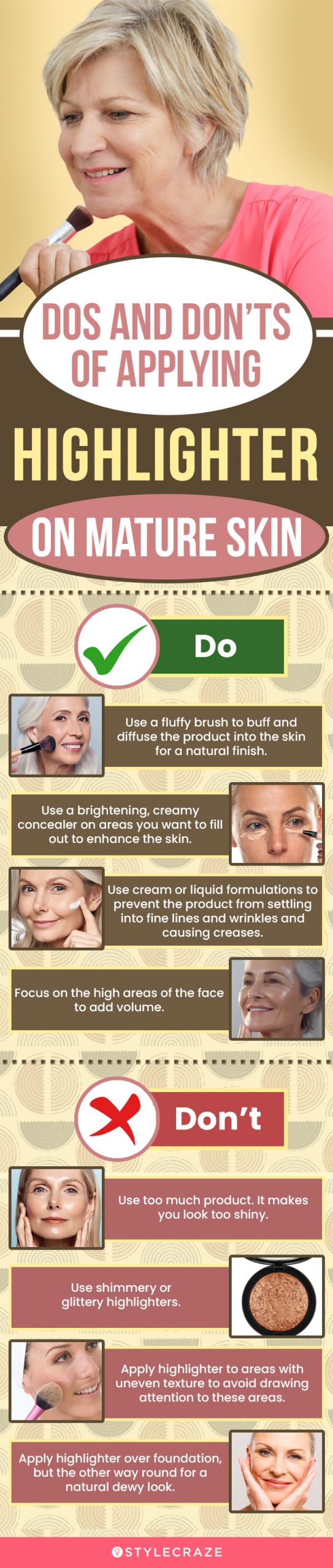Dos And Don’ts Of Applying Highlighter On Mature Skin (infographic)