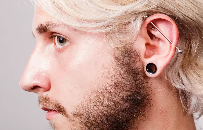 Man with an ear piercing