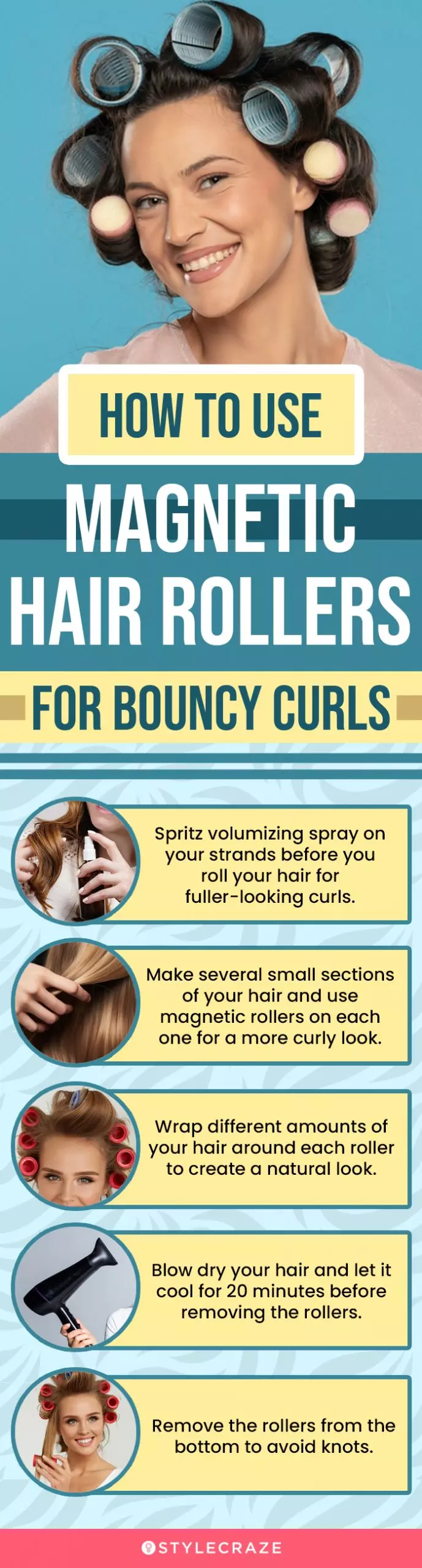 How To Use Magnetic Hair Rollers For Bouncy Curls (infographic)