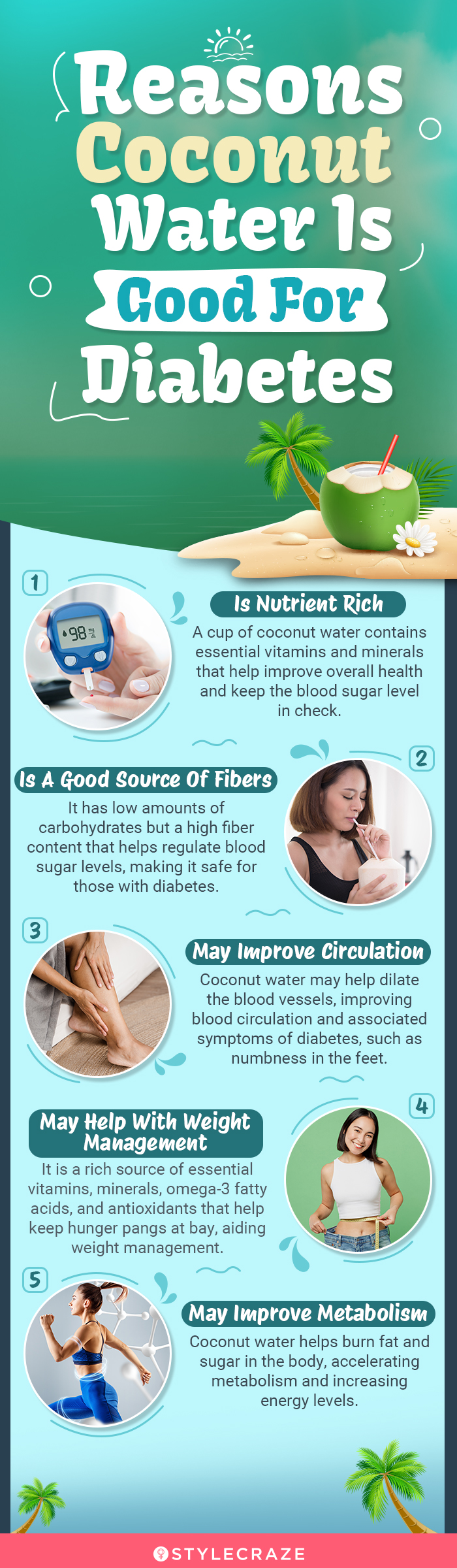 reasons coconut water is good for diabetes (infographic)