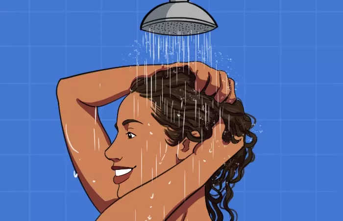 A girl washing her hair