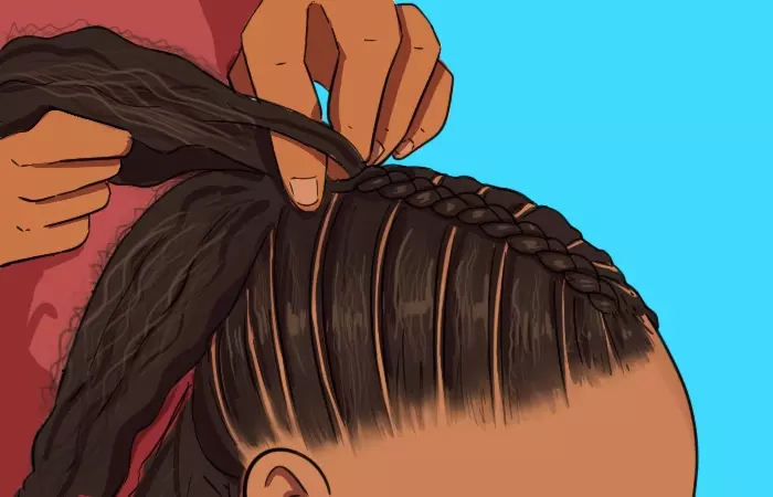 Stitching the horizontal sections into a cornrow