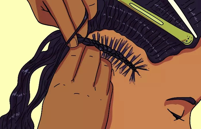 Stitching the horizontal sections into a cornrow