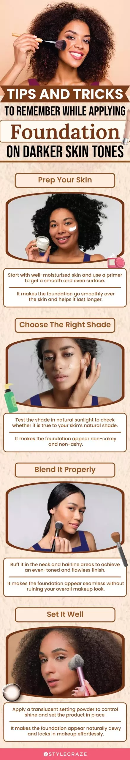 Tips And Tricks To Remember While Applying Foundation On Darker Skin Tones (infographic)