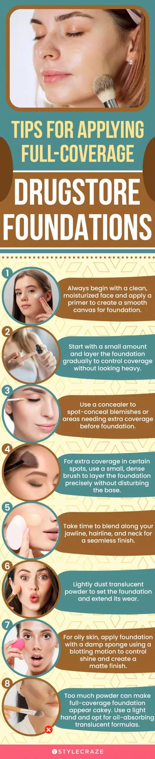 Tips For Applying Full-Coverage Drugstore Foundations (infographic)