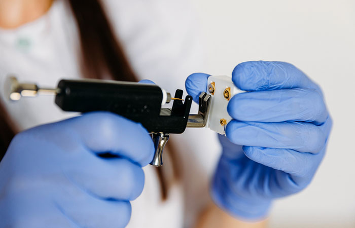 A piercer with a piercing gun