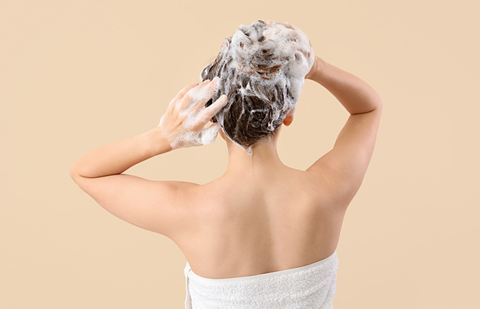 Woman washing her hair