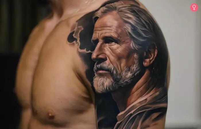 A Seneca tattoo on the upper arm