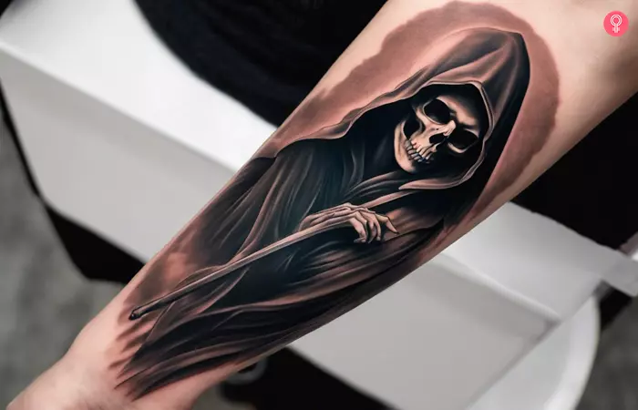 Forearm Grim Reaper tattoo