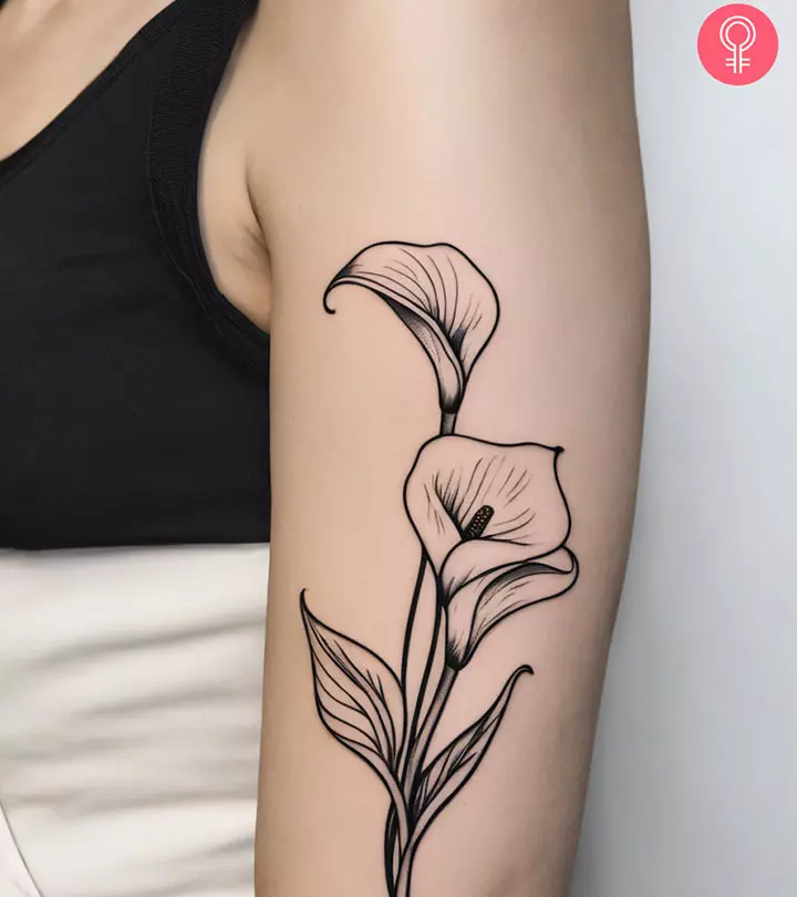 Calla lily tattoo on the shoulder