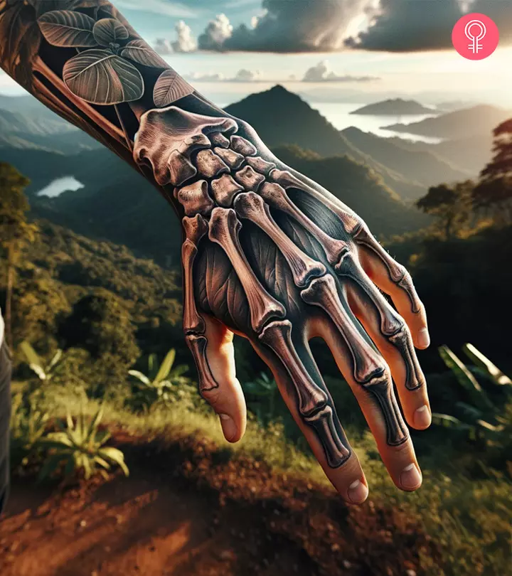 A skeleton hand tattoo