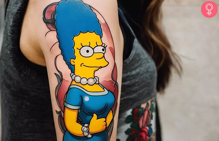 A Marge Simpson tattoo on the arm