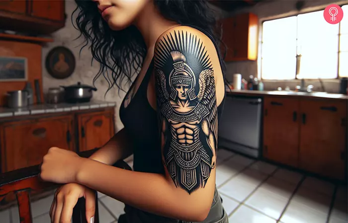 A god’s warrior tattoo on the arm